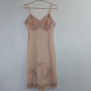 Vintage D’Orsay Nightgown Slip Dress Lingerie Pink Lace , Size 34